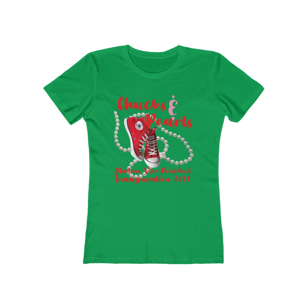 Inauguration 2021:  Red Chucks & Pearls Boyfriend Tee (Womens Slim Fit)