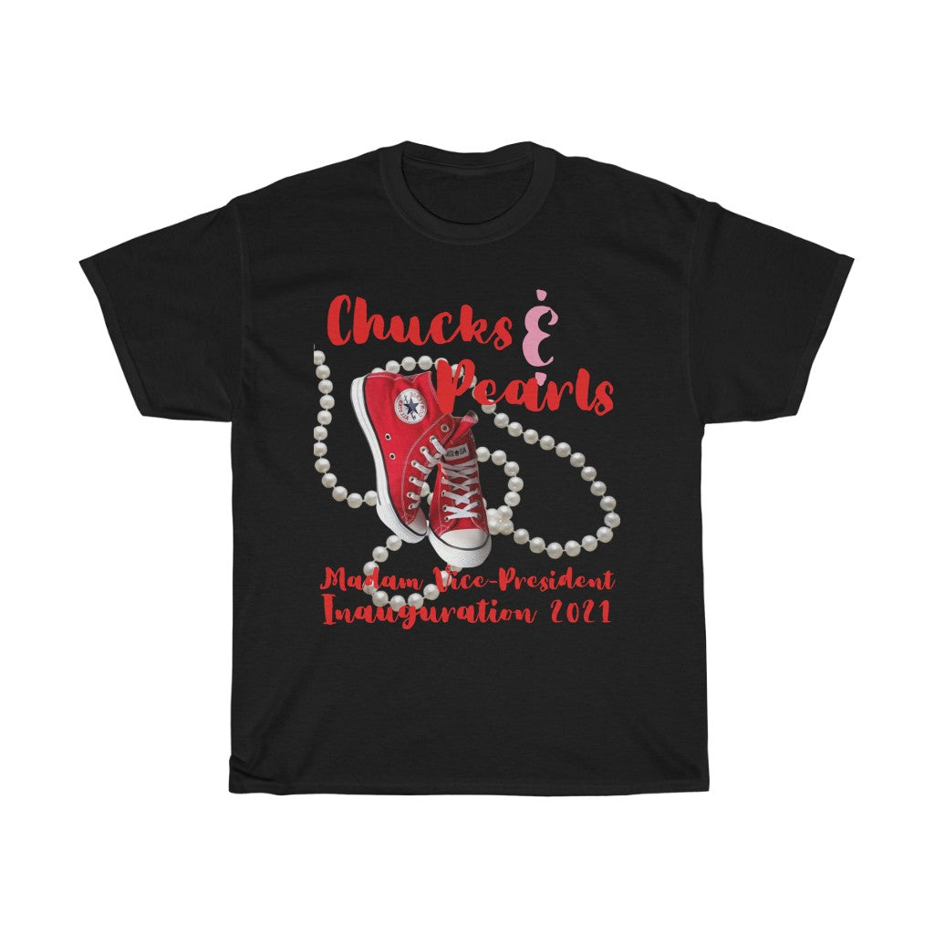 Inauguration 2021:  Red Chucks & Pearls Heavy Cotton Tee (Traditional Unisex)