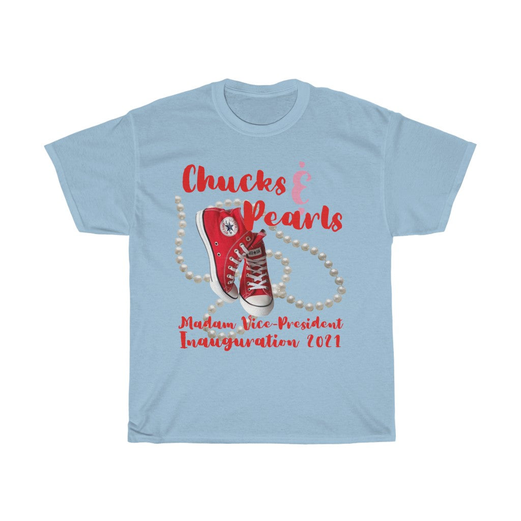 Inauguration 2021:  Red Chucks & Pearls Heavy Cotton Tee (Traditional Unisex)
