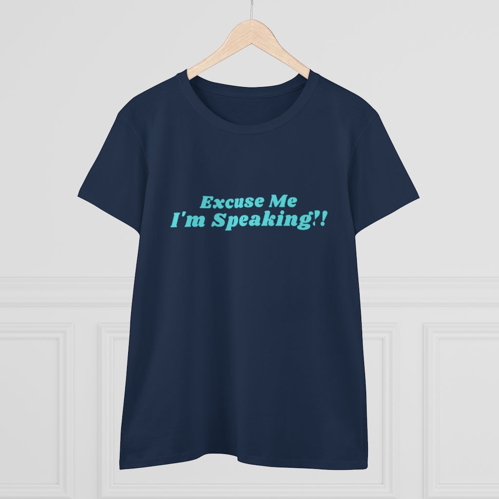 Kamala:  Excuse Me I'm Speaking Dark Heavy Cotton Tee (Women Regular Fit)