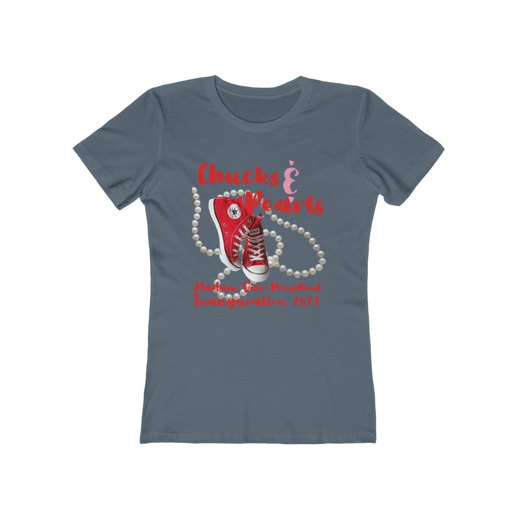 Inauguration 2021:  Red Chucks & Pearls Boyfriend Tee (Womens Slim Fit)