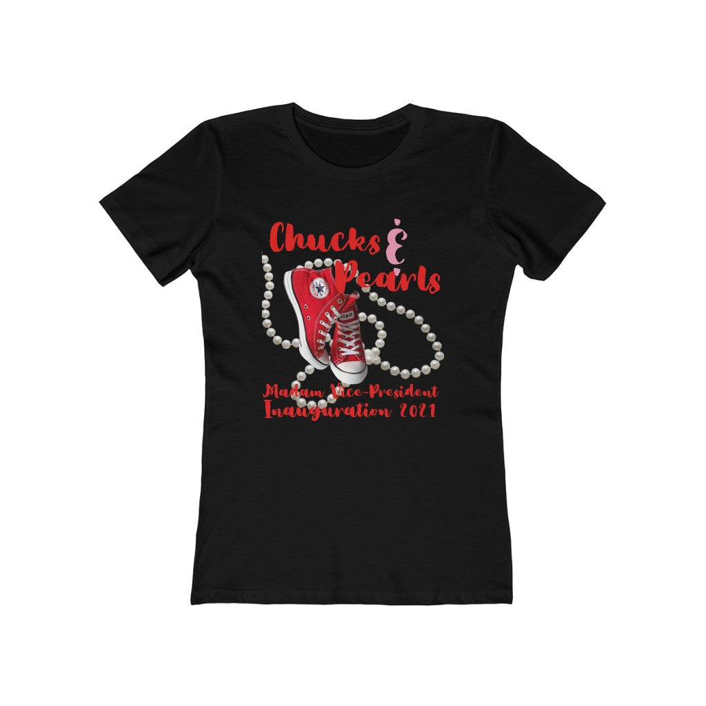 Inauguration 2021:  Red Chucks & Pearls Boyfriend Tee (Womens Slim Fit)