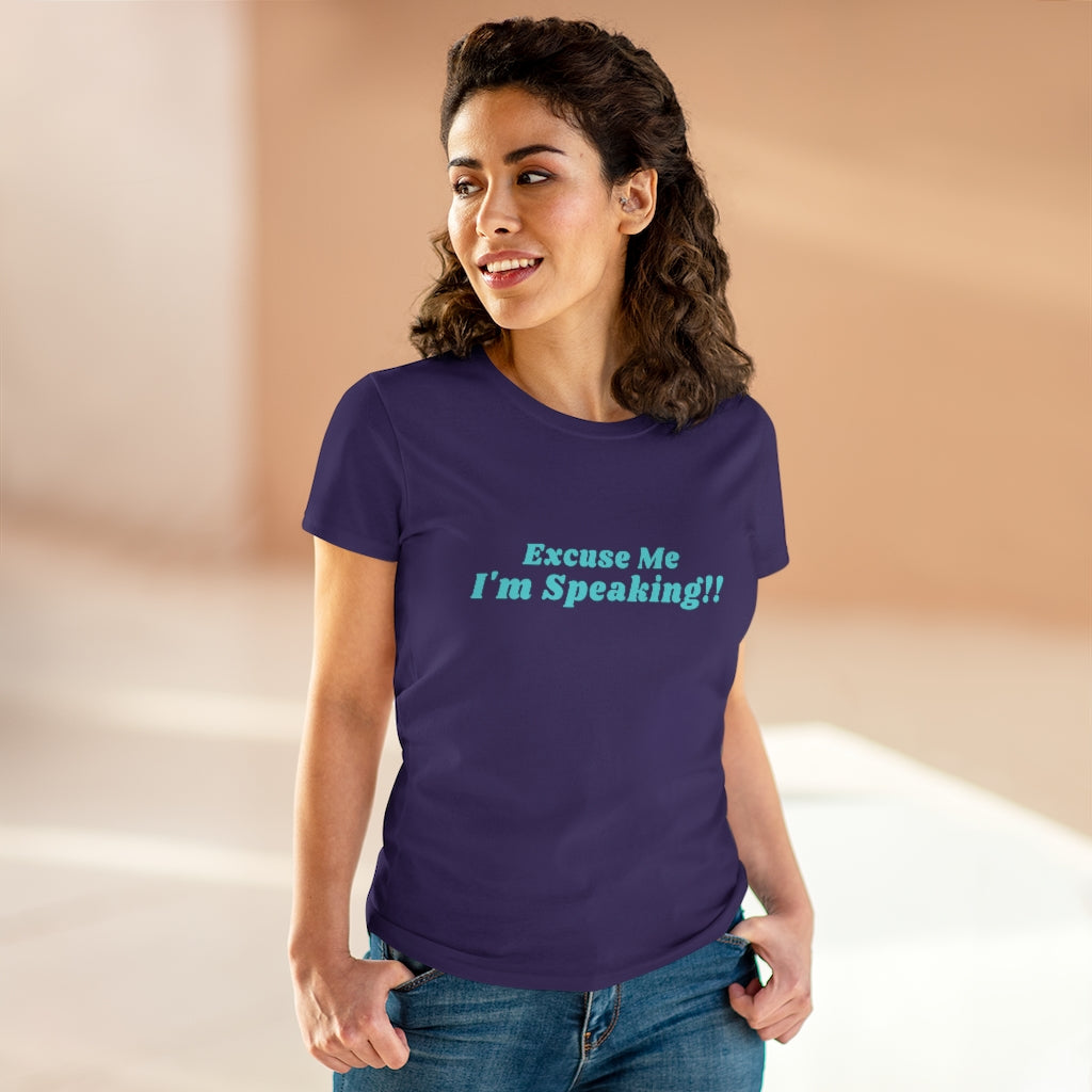 Kamala:  Excuse Me I'm Speaking Dark Heavy Cotton Tee (Women Regular Fit)