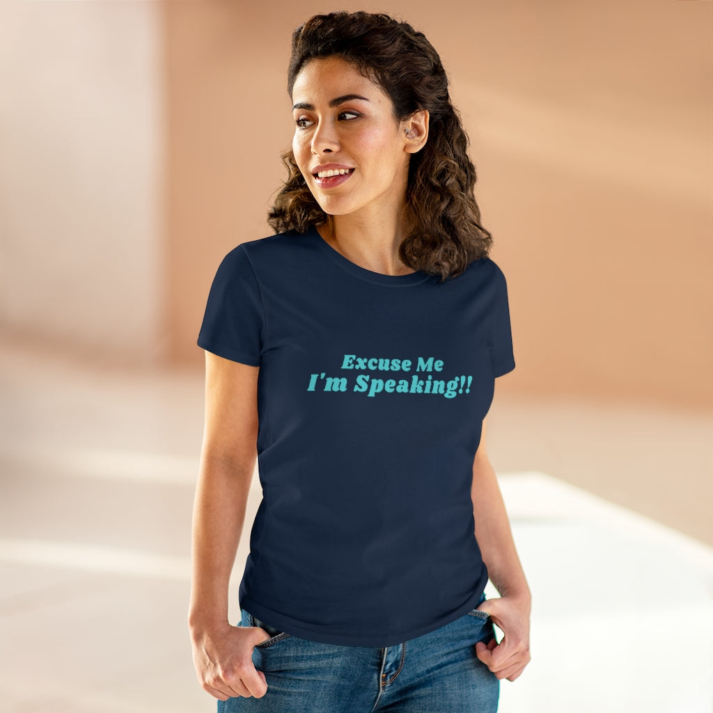 Kamala:  Excuse Me I'm Speaking Dark Heavy Cotton Tee (Women Regular Fit)