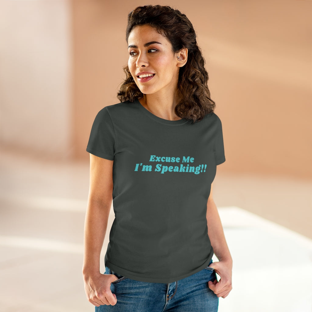 Kamala:  Excuse Me I'm Speaking Dark Heavy Cotton Tee (Women Regular Fit)
