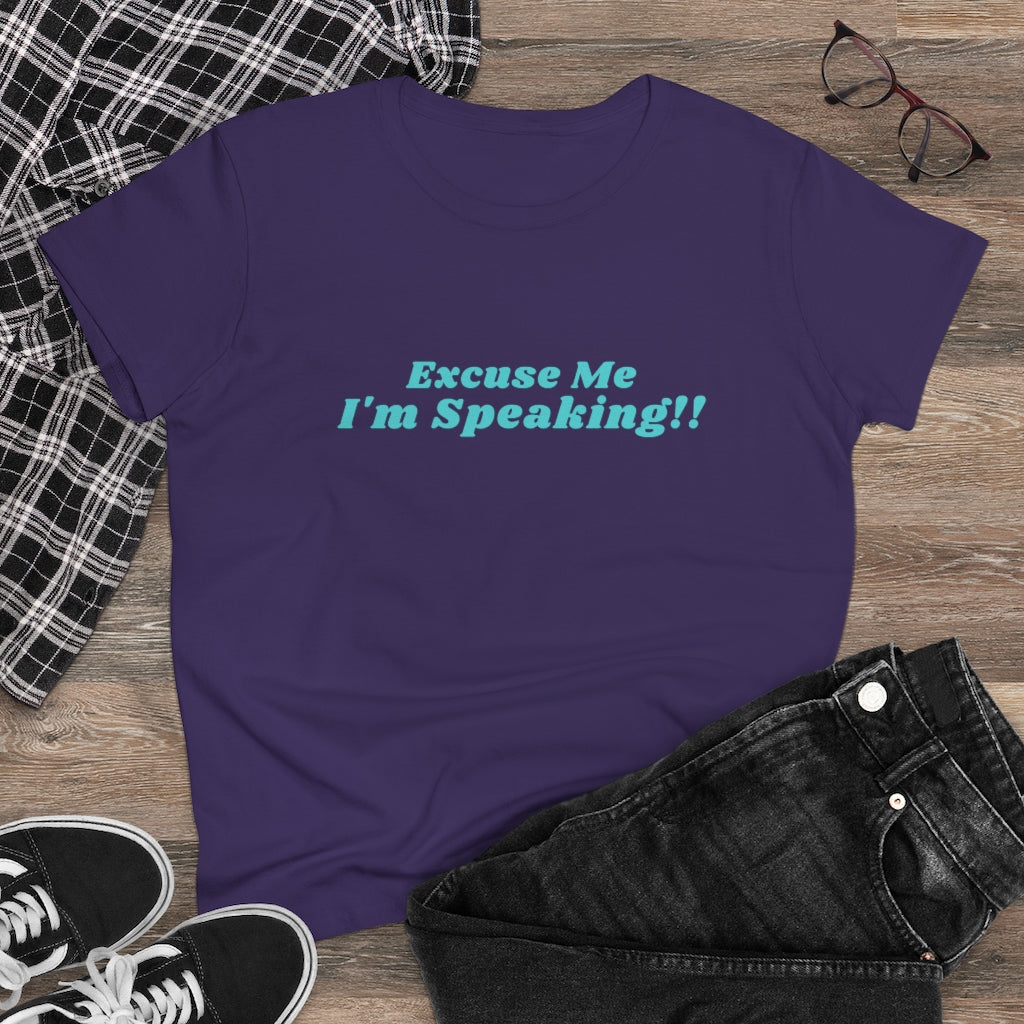 Kamala:  Excuse Me I'm Speaking Dark Heavy Cotton Tee (Women Regular Fit)