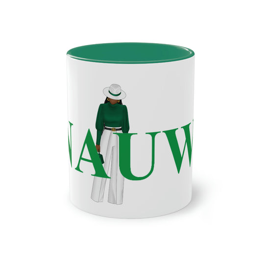N.A.U.W.:  Lady in Green 2-Toned Mug, 11oz