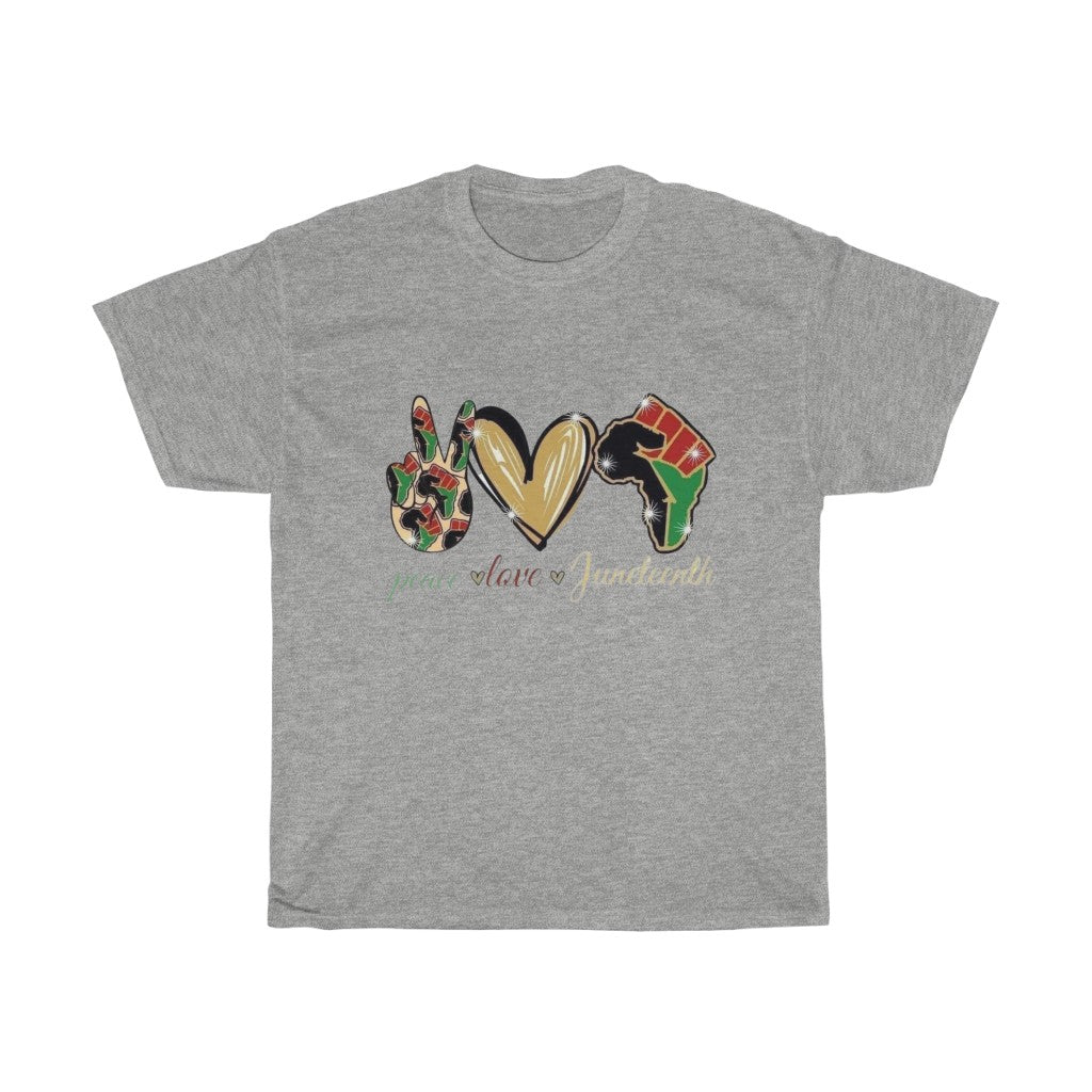 Peace Love Juneteenth (Red) Cotton Tee (Unisex)
