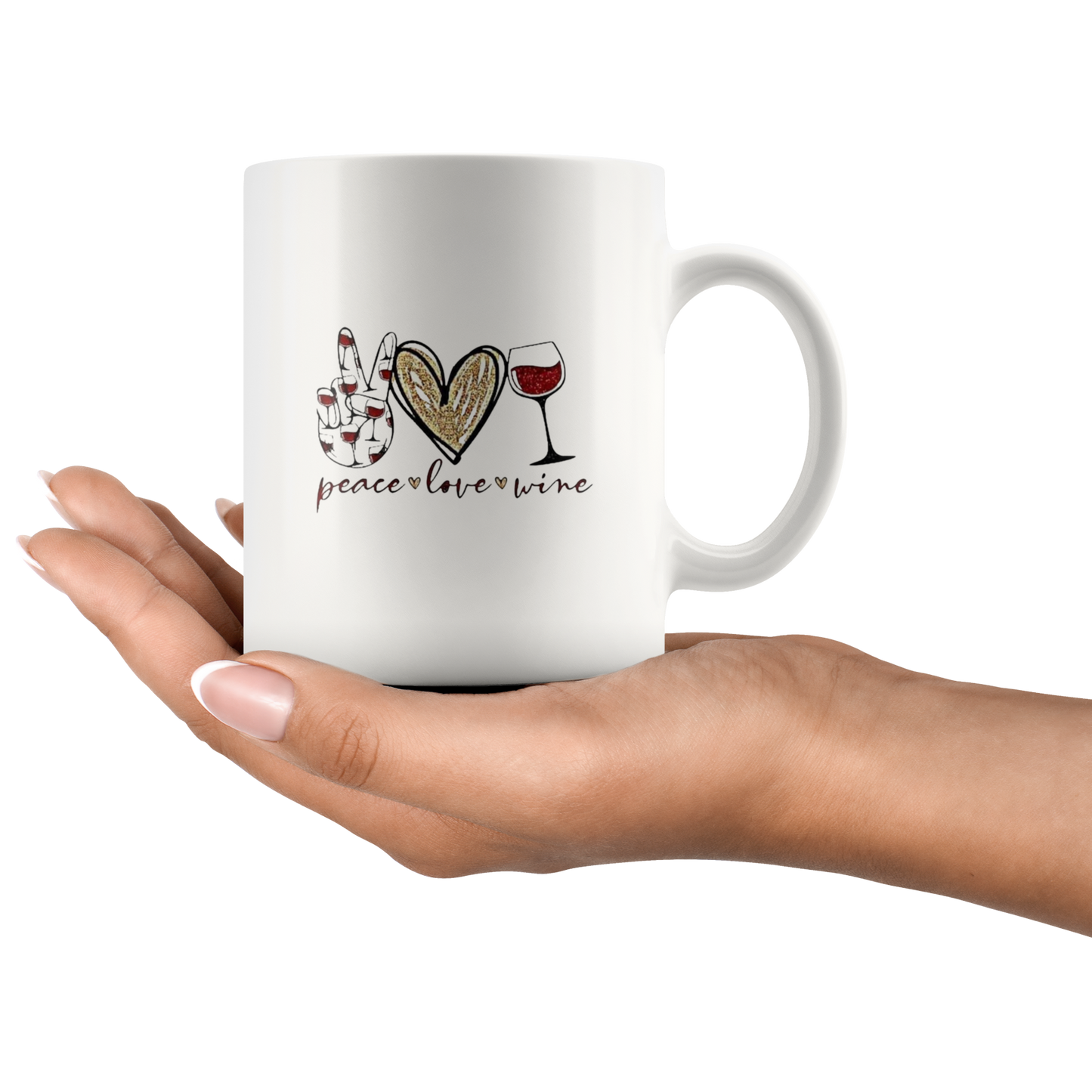 Mug:  Peace, Love, Wine
