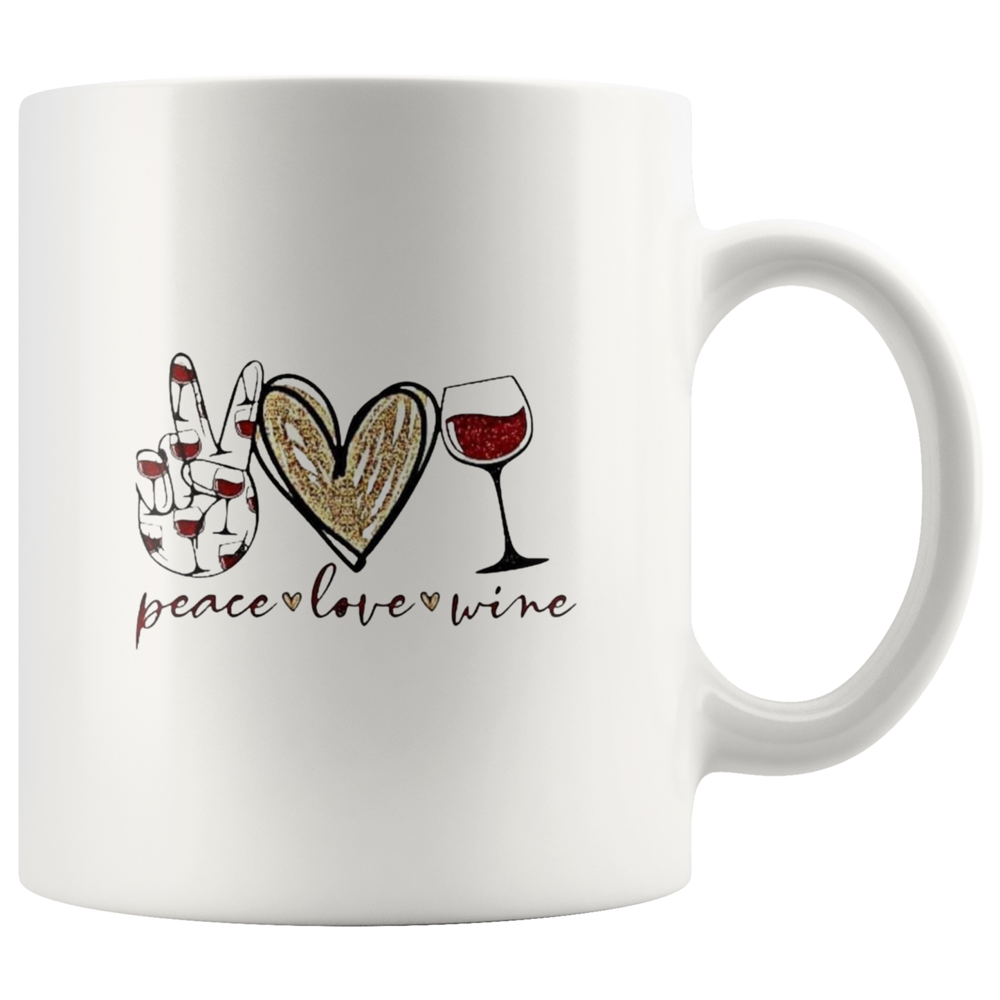 Mug:  Peace, Love, Wine