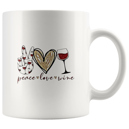 Mug:  Peace, Love, Wine