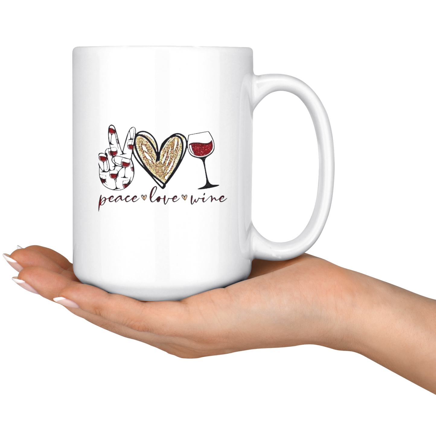 Mug:  Peace, Love, Wine
