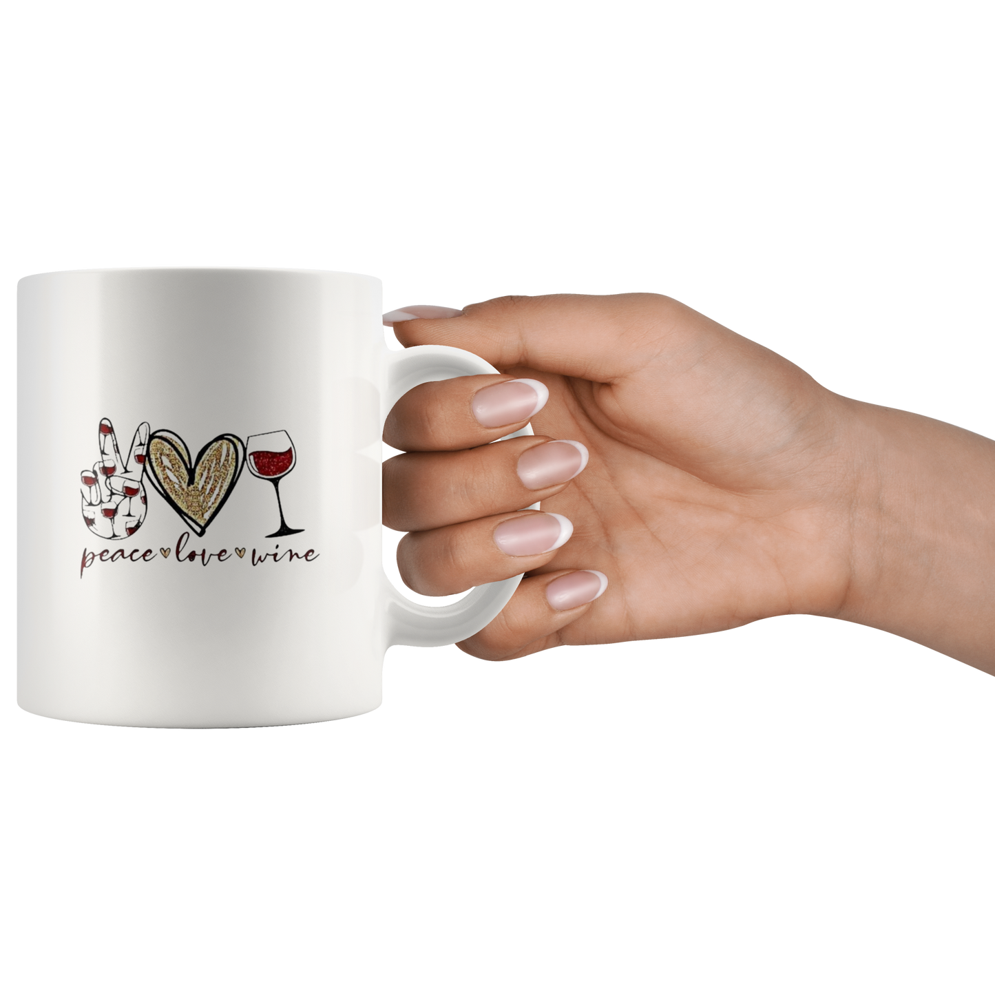 Mug:  Peace, Love, Wine